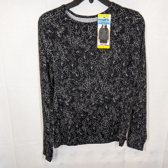 Hang Ten Ladies Long Sleeve Floral Sun Protection Tee Shirt Black, size S - Picture 2 of 4